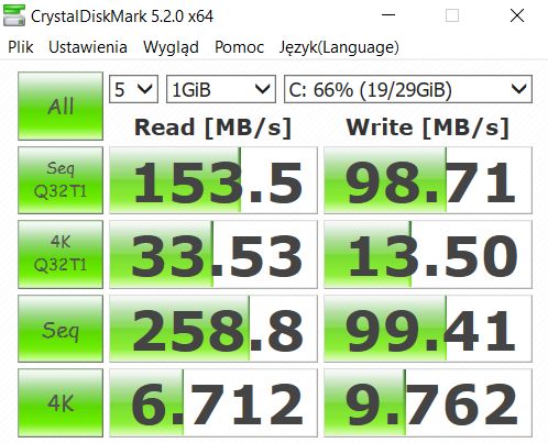 Kiano Elegance 13.3 - wydajność pamięci eMMC