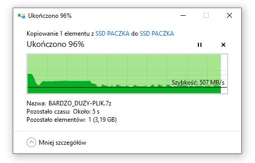 GOODRAM SSD IRDM M.2 1 TB - kopiowanie danych