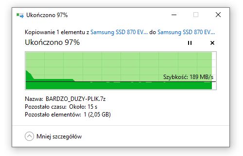 Samsung SSD 870 EVO 500 GB - kopiowanie danych