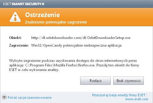 ESET Orbit Downloader zagrożenie ostrzeżenie