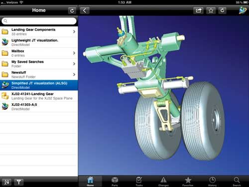 Teamcenter na urządzeniu mobilnym. [źródło: Siemens PLM Software]