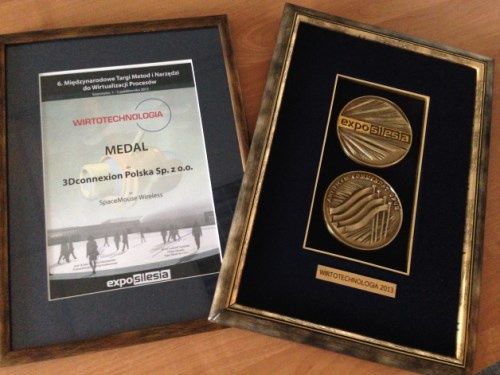 Złoty medal 6. Międzynarodowych Targów Metod i Narzędzi do Wirtualizacji Procesów WIRTOTECHNOLOGIA. [źródło: 3Dconnexion]