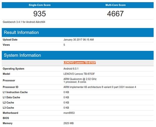 Lenovo Tab3 8 Plus specyfikacja
