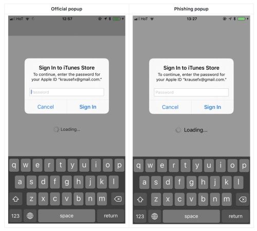 phishing w iOS