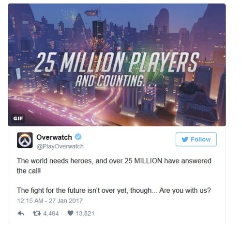 Overwatch 25 milionów graczy