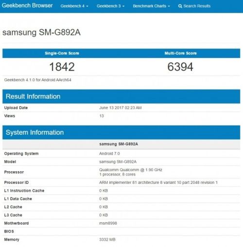 Galaxy S8 Active Geekbench