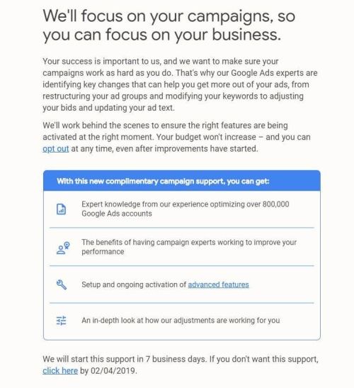 Google informacja dla reklamodawców