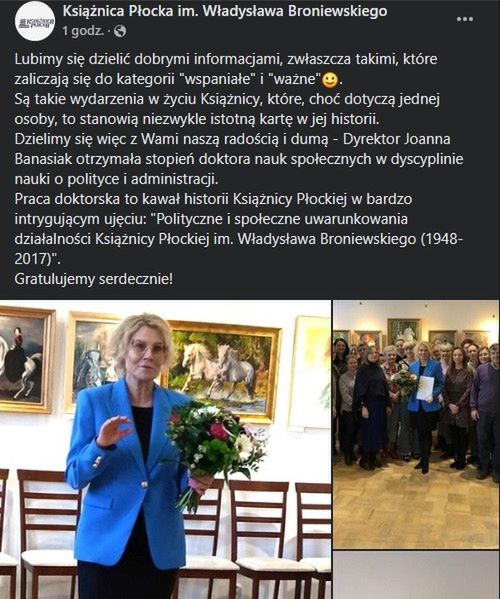 Dyrektor Joanna Banasiak uzyskała stopień Doktora!