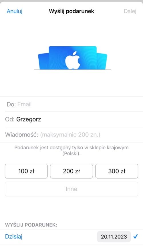 Karta upominkowa Apple Gift Card