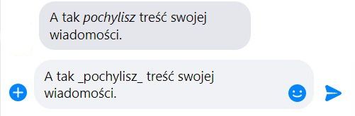 Kursywa w Messengerze
