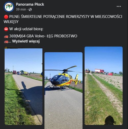 PILNE: śmiertelne potrącenie rowerzysty w Wilkęsach! [ZDJĘCIA]