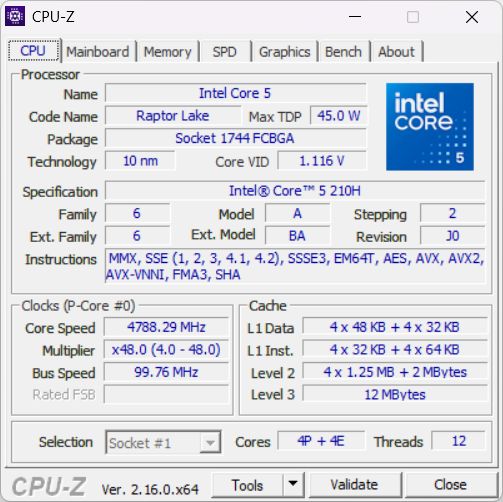 Intel Core 5 210H