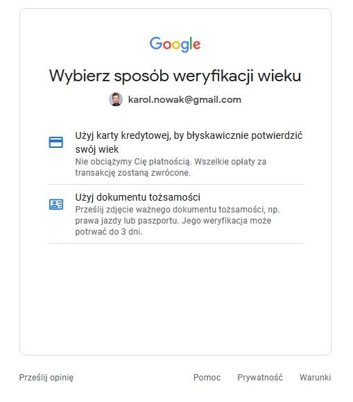 YouTube weryfikacja wieku