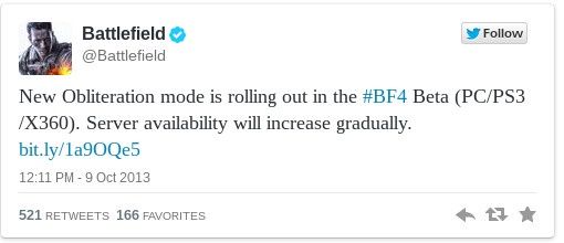 battlefield 4 tryb obliteration twitter
