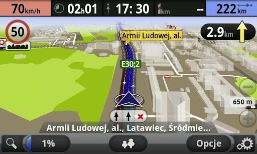 automapa android wygląd poziom nawigacja