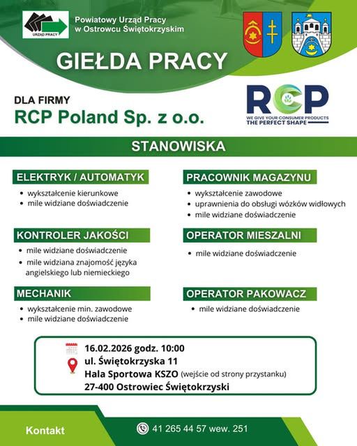 Plakat Powiatowego Urzędu Pracy w Ostrowcu Świętokrzyskim