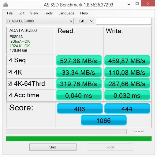 ADATA Ultimate SU800 512 GB - AS SSD Benchmark