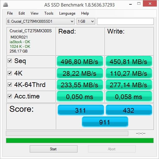 Crucial MX300 275 GB - AS SSD Benchmark