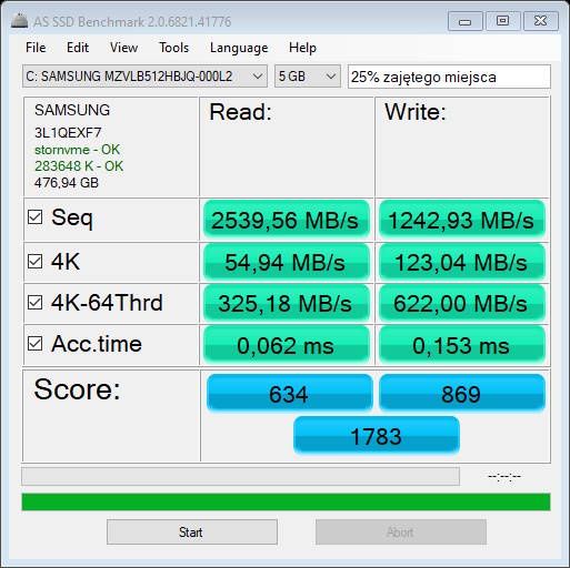 Lenovo Yoga C940 - test As SSD
