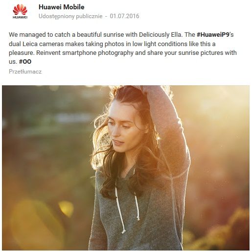 Huawei P9 reklamowany zdjęciem z aparatu