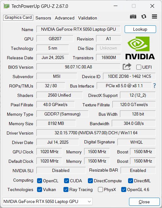 NVIDIA GeForce RTX 5050
