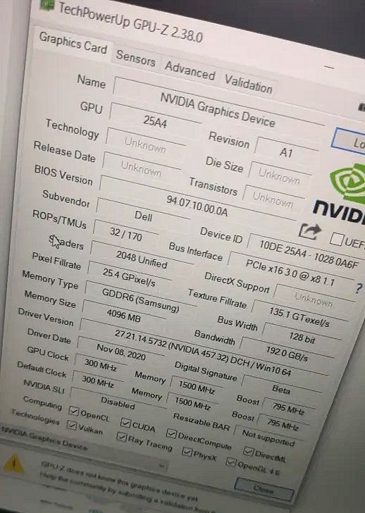 Nvidia GeForce RTX 3050 - GPU-Z