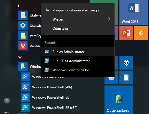 uruchamianie Windows PowerShell