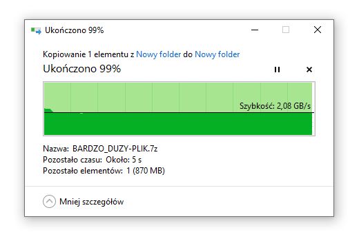 Kioxia Exceria Pro 2 TB - kopiowanie danych