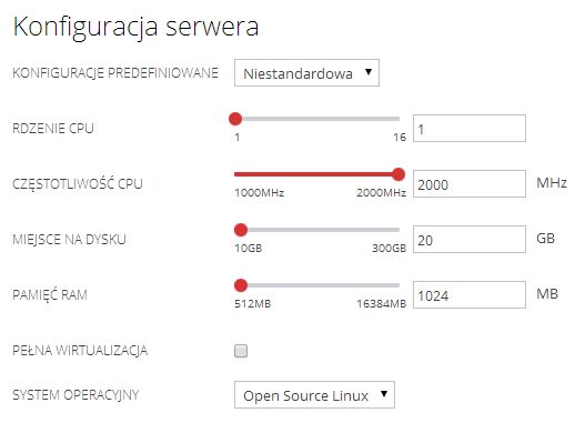 konfiguracja serwera Pro Cloud