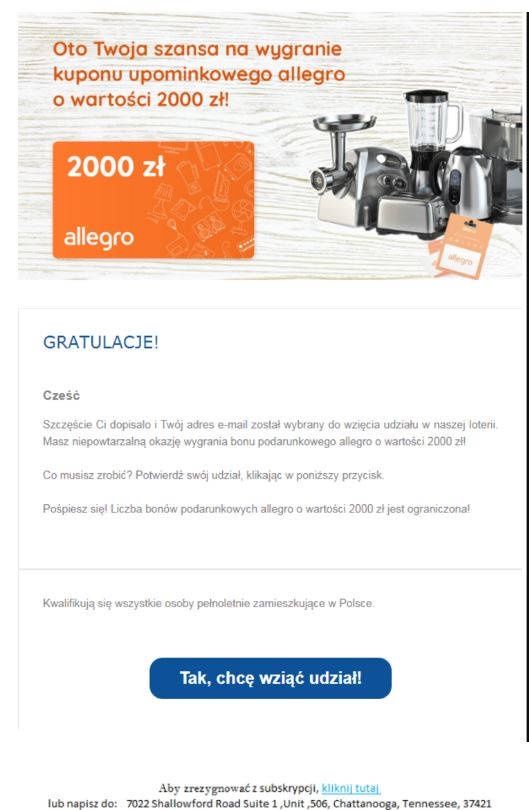 Allegro podejrzany mail treść