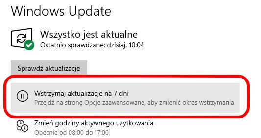 Windows Update - wstrzymanie aktualizacji