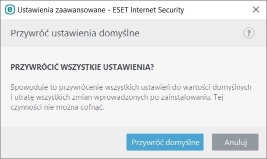 ESET reset ustawień