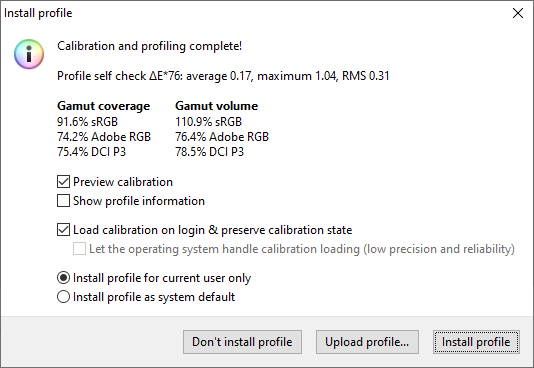 HP X24c - wyniki profilowania i kalibracji