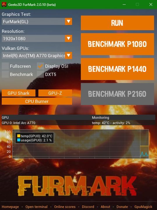 FurMark - Menu