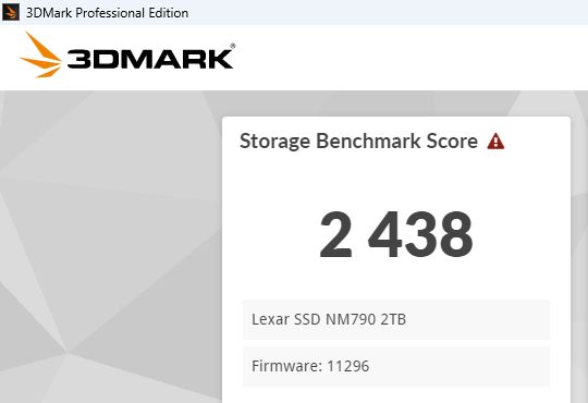 Lexar NM790 2TB - 3DMark Storage Benchmark