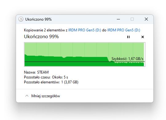 Goodram IRDM PRO Gen 5 2TB - kopiowanie
