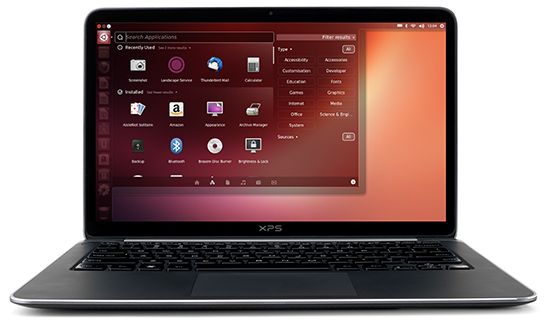 ubuntu 13.04 wygląd laptop dell xps