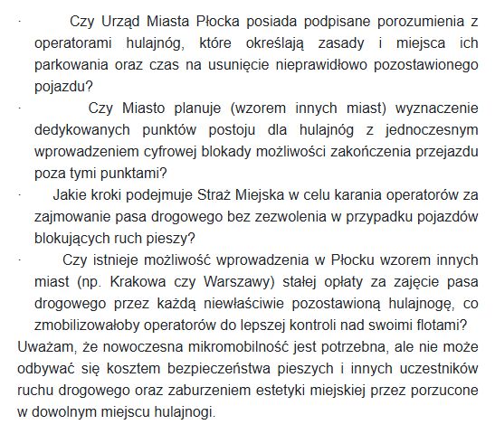 Fragment interpelacji 