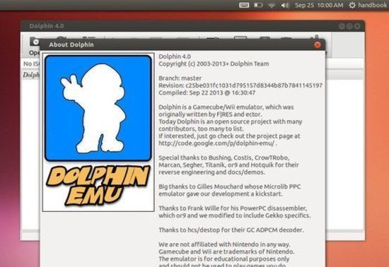 dolphin emulator 4.0 linux ubuntu okno about