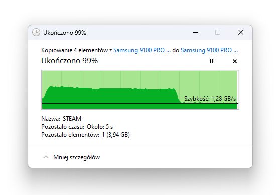 Samsung 9100 PRO 4 TB - kopiowanie