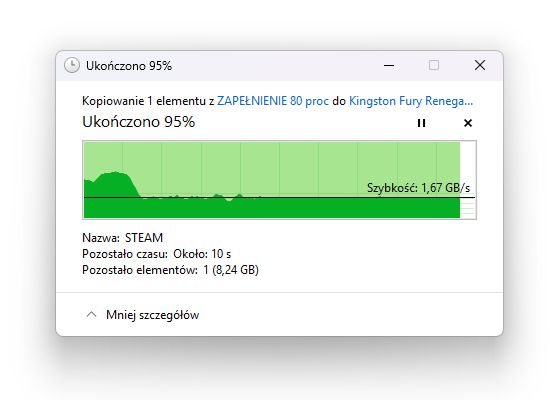 Kingston Fury Renegade G5 2 TB - kopiowanie