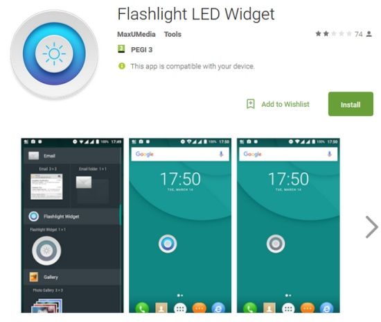 Flashlight LED Widget