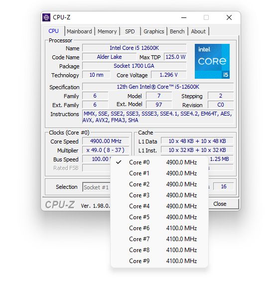 Intel Core i5-12600K - podkręcanie