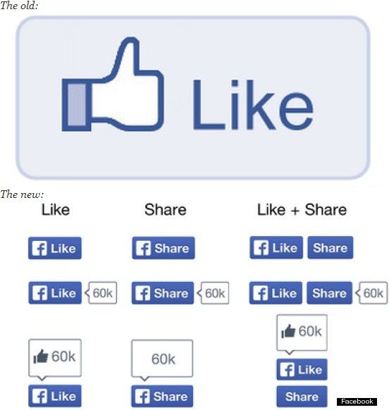 Facebook lubię to przycisk stary nowy