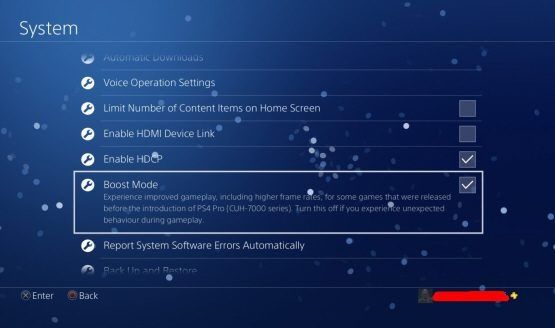 PlayStation 4 Pro Boost Mode