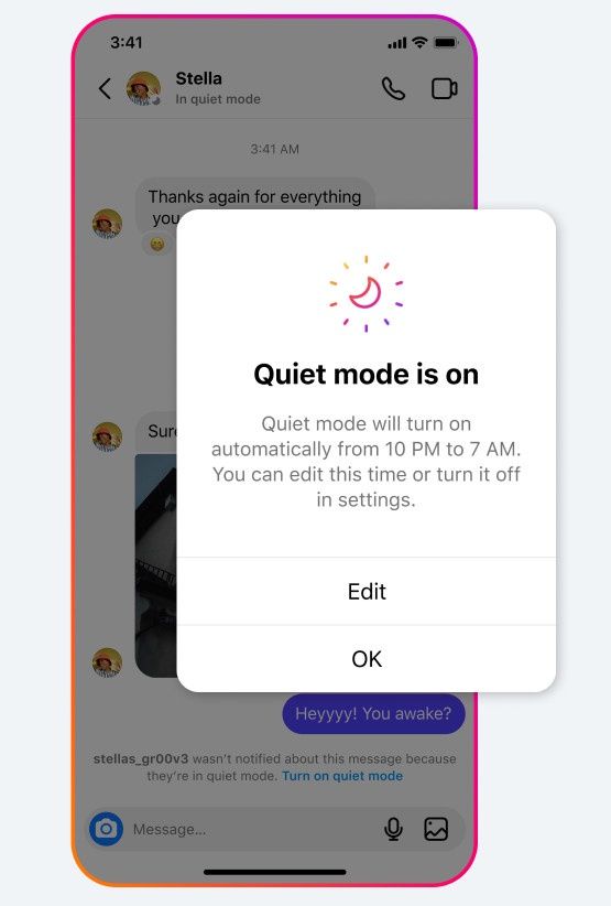 Instagram tryb cichy screen