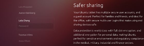 ubuntu dla tabletów wygląd logowanie multi user konta użytkowników bezpieczeństwo