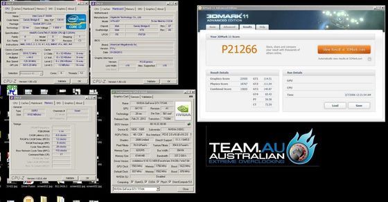 Gigabyte GeForce GTX Titan podkręcanie TeamAU HiCookie 3DMark 11