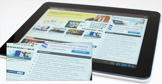 Tablet Omega MID9712 ekran zbliżenie