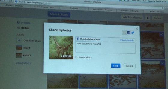 dropbox obrazy podgląd przeglądarka udostępnianie sieć społecznościowa facebook